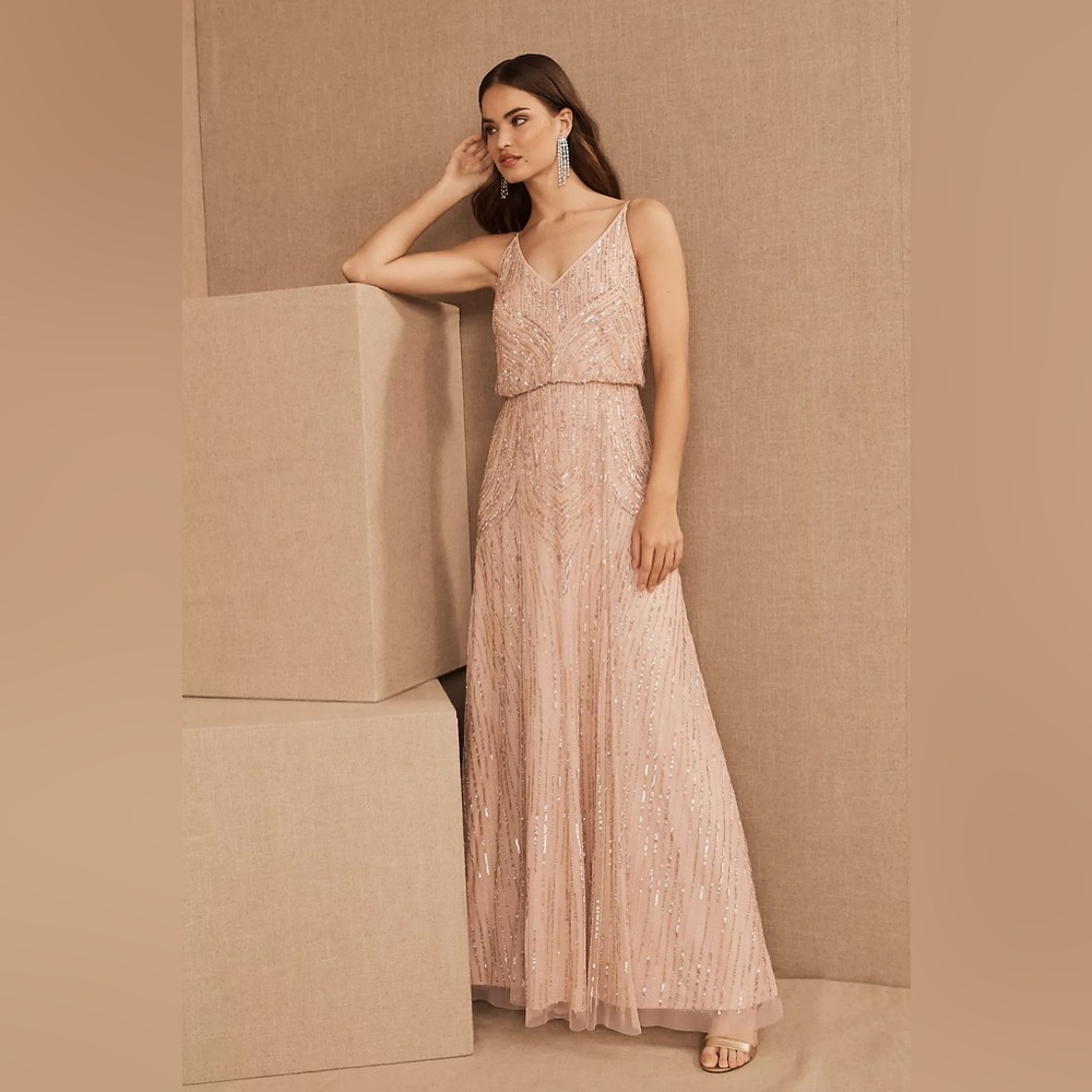 Anthropologie BHLDN Fidelia Beaded Maxi Dress in blush